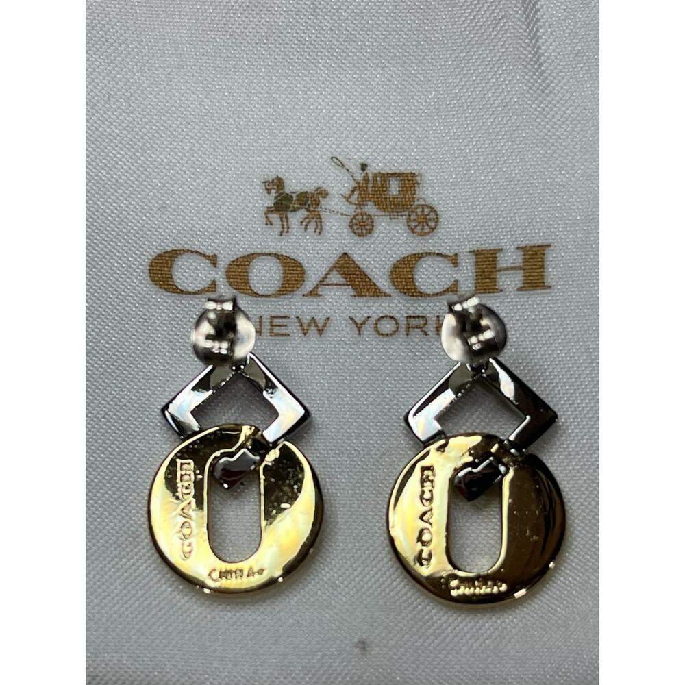 Coach 90288 Mixed Metal Geometric Drop Earrings - Picture 6 of 9